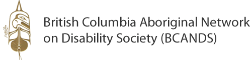 British Columbia Aboriginal Network on Disability Society (BCANDS) logo. The logo is indigenous artwork in a mustard yellow colour.