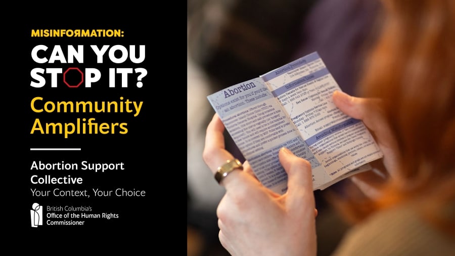 Hands hold a small blue and white information booklet. The title of the card reads,